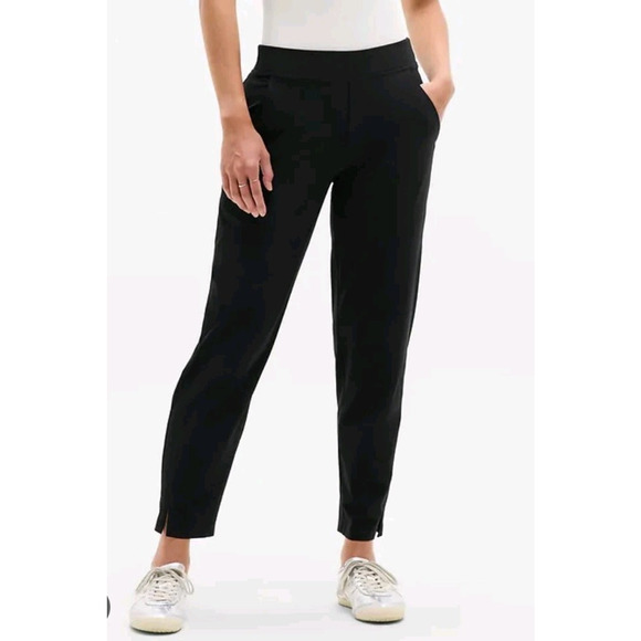 Athleta Womens 8 Brooklyn Pants Black Straight Leg Elastic Waist Pockets Active - Picture 1 of 13
